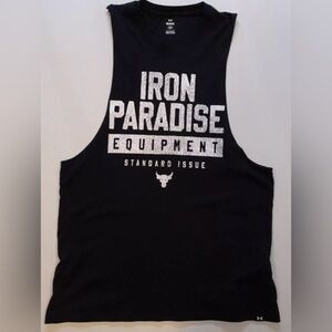 Under Armour Project Rock Tank Top Mens Iron Paradise Gym Training Black size